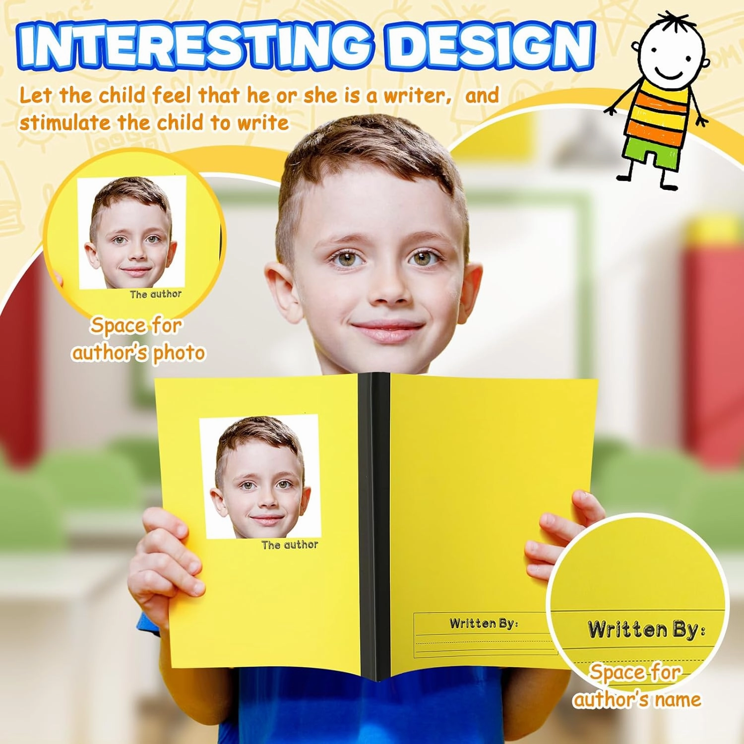 Henoyso 6 Pcs Primary Composition Notebook K-2 Bulk 9. 75" x 7. 50" Journal 60 Page Writing Journal for Kid Wide 3 Line Ruled Kindergarten Notebook Handwriting Practice Supplies (Stylish Color)