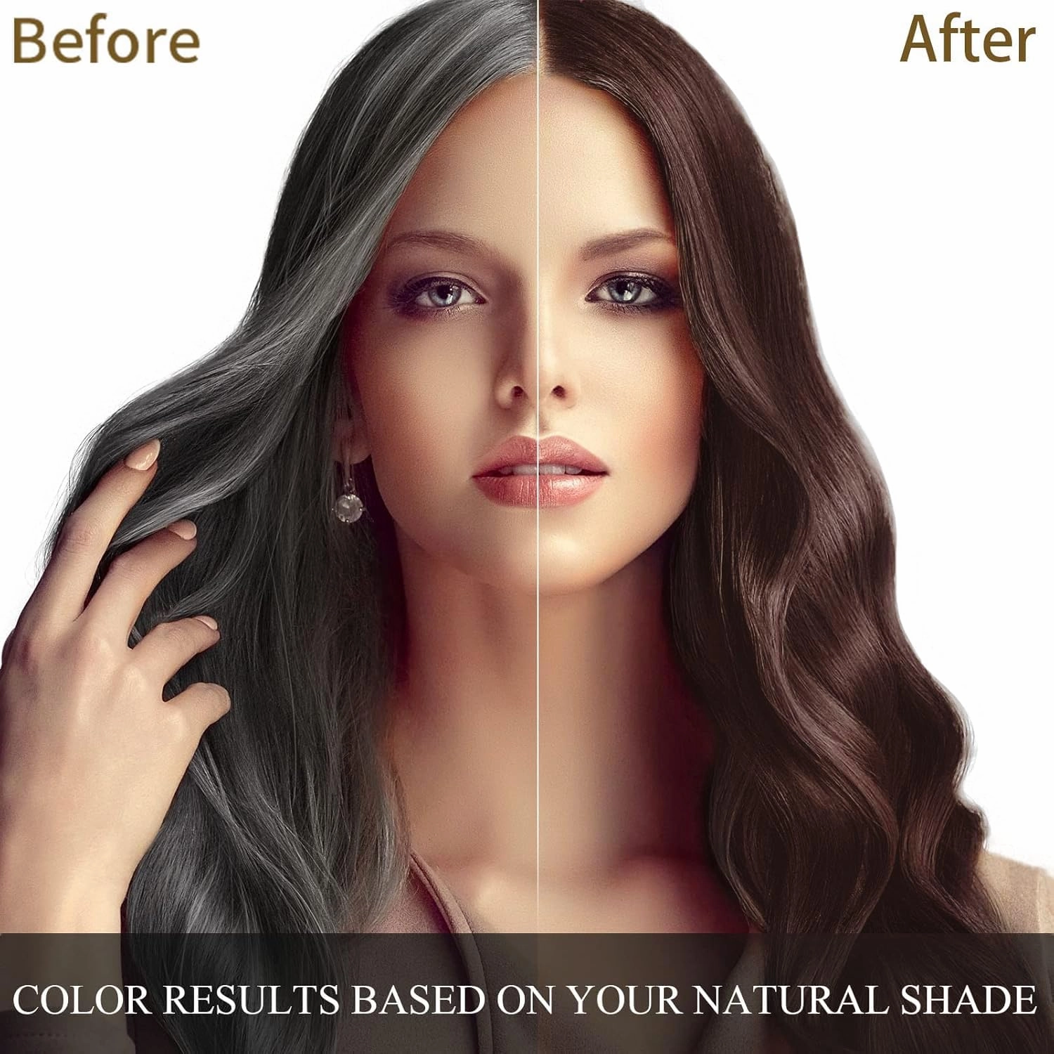 Herbal Black Hair Dye Shampoo 3 in 1 for Gray Coverage | Ammonia-Free & Long-Lasting (30 Days) | 420ml Natural Color Shampoo for Men & Women (Dark brown)