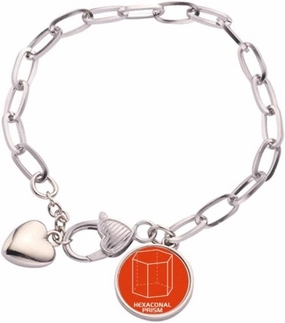 Hexagonal Prism Mathematical Geometric Space Heart Chain Bracelet Jewelry Charm Fashion