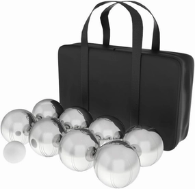 Hey! Play! Bocce Ball Set - Petanque Boules Lawn Game with 8 Steel Tossing Balls, Cochonnet, and Carrying Case - Metal Ball Game by Trademark Games (Silver)
