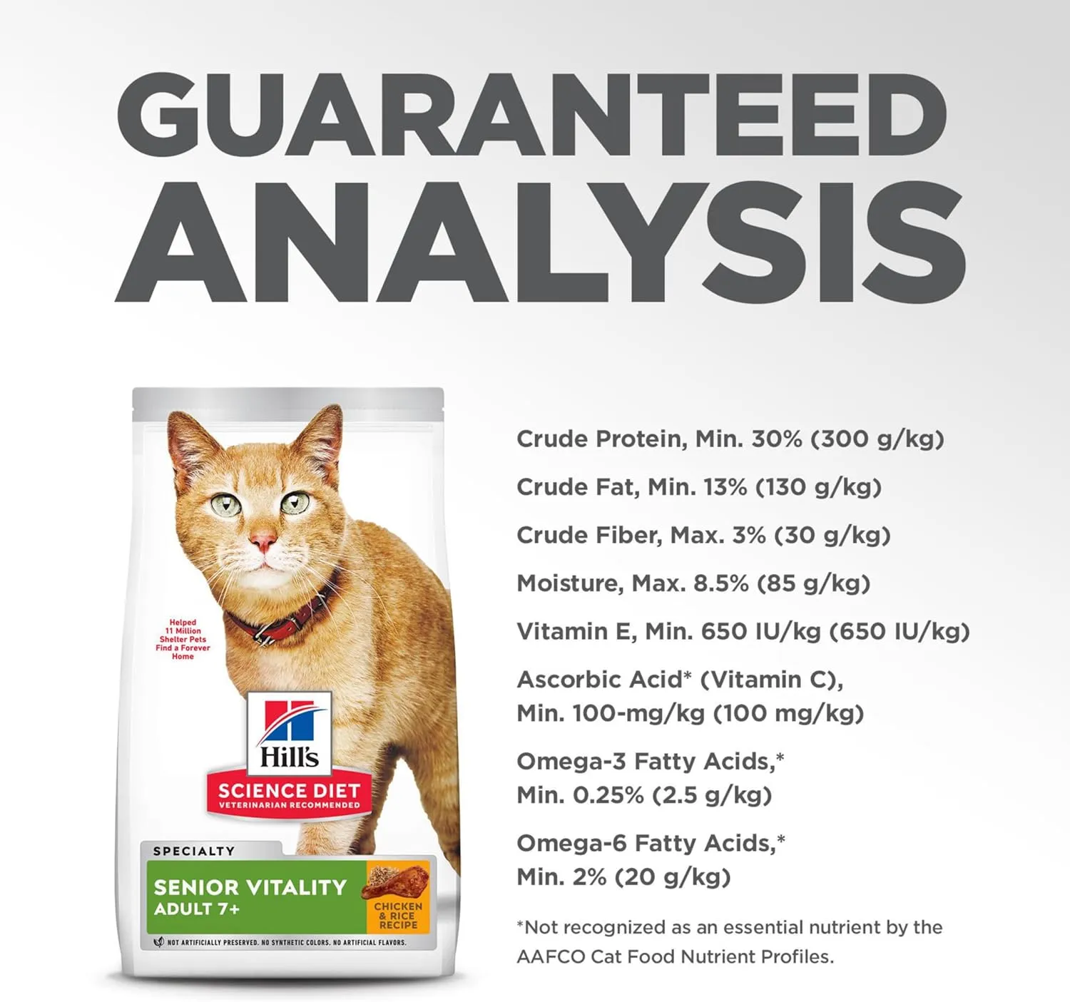 Hill's Science Diet Senior Vitality, Senior Adult 7 , Senior Premium Nutrition, Dry Cat Food, Chicken & Rice, 6 lb Bag