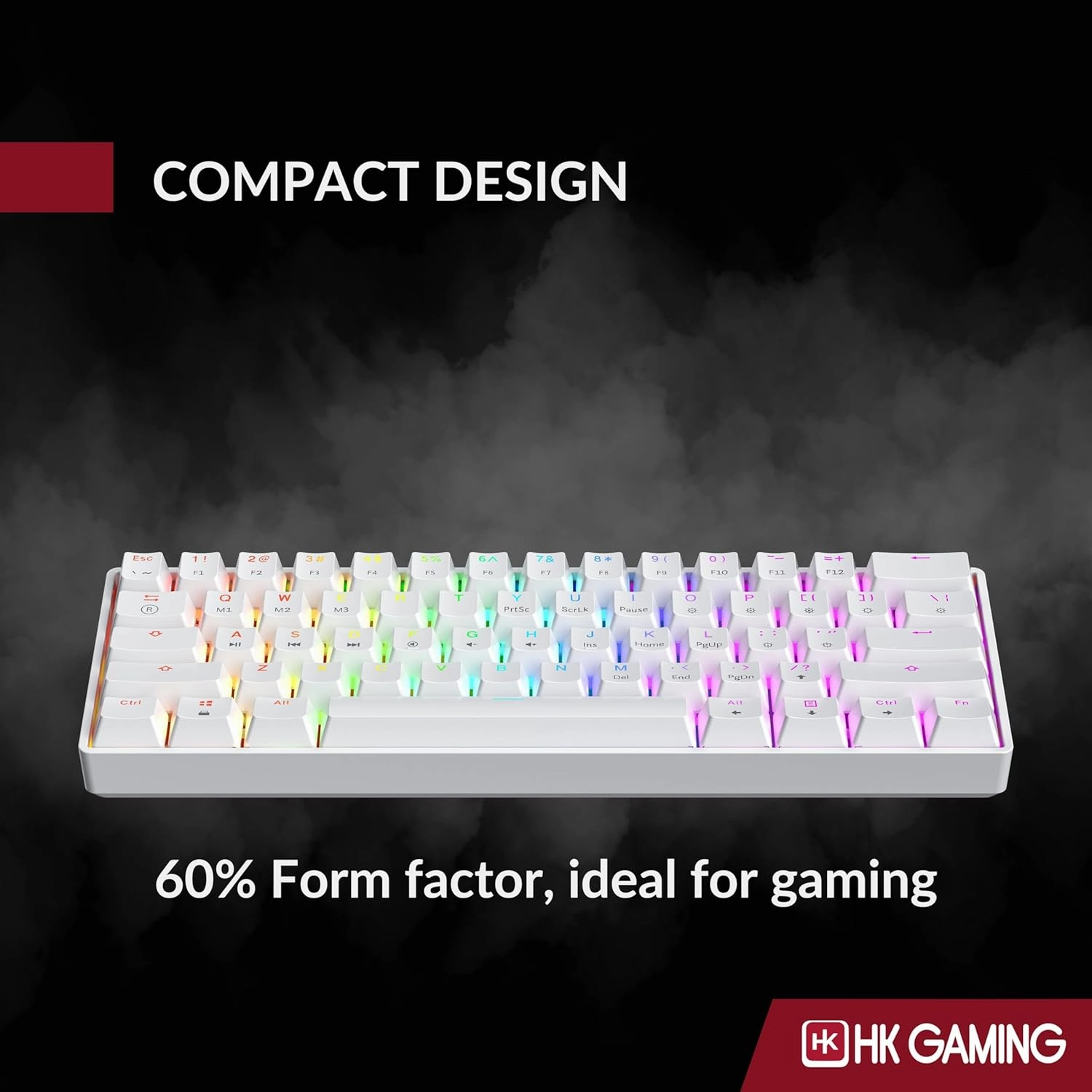 HK GAMING GK61HE 60% | Magnetic Mechanical Gaming Keyboard | Rapid Trigger 0.1mm Step | 61 Keys Multi Color RGB | 1kHz Polling Rate | PC/Mac Gamer | US Layout (White)