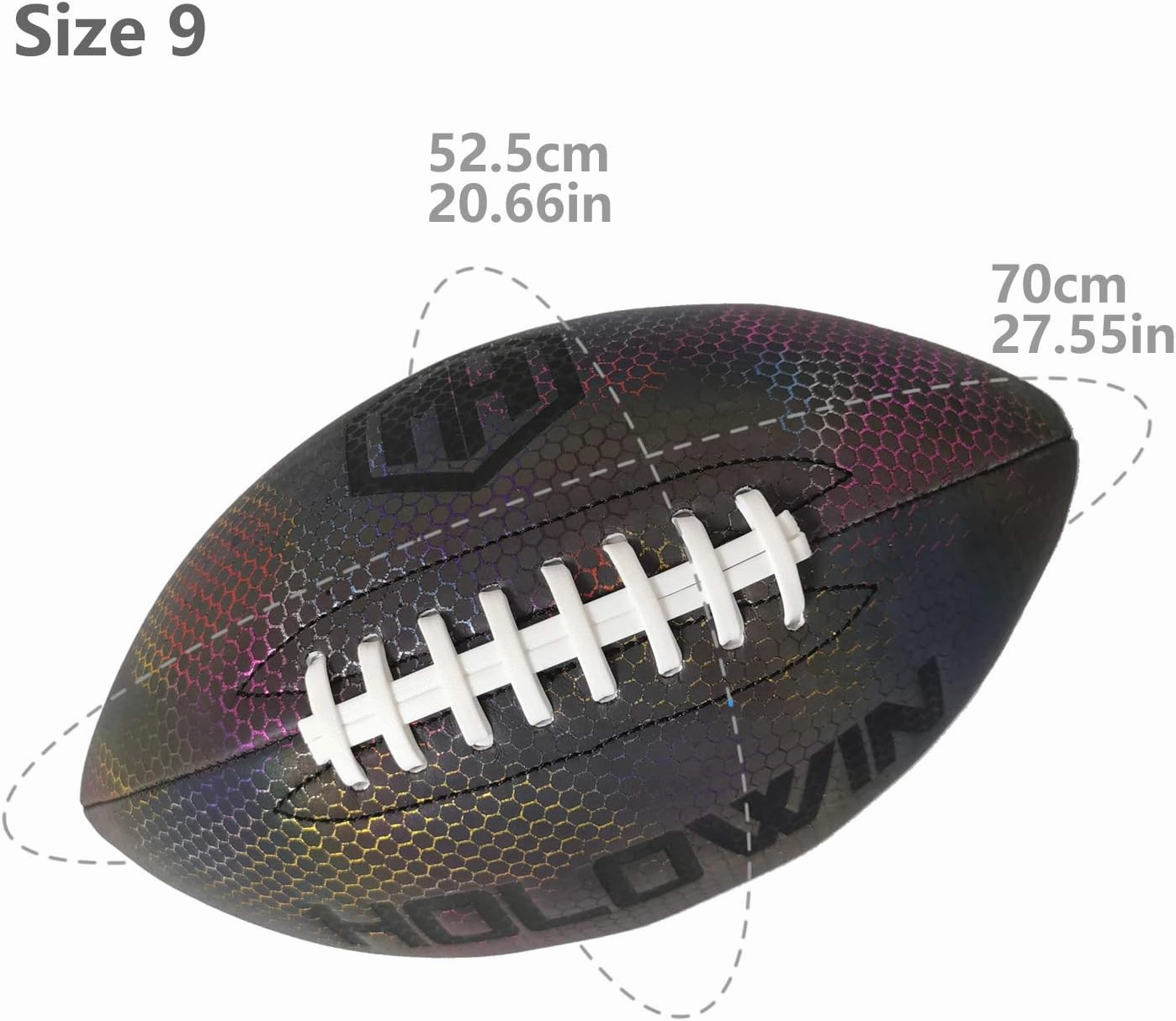 Holographic Luminous Light Up Reflective Football for Night Games & Training, Glowing in The Dark, Great American Football Toy Gifts for Boys, Kids, Men