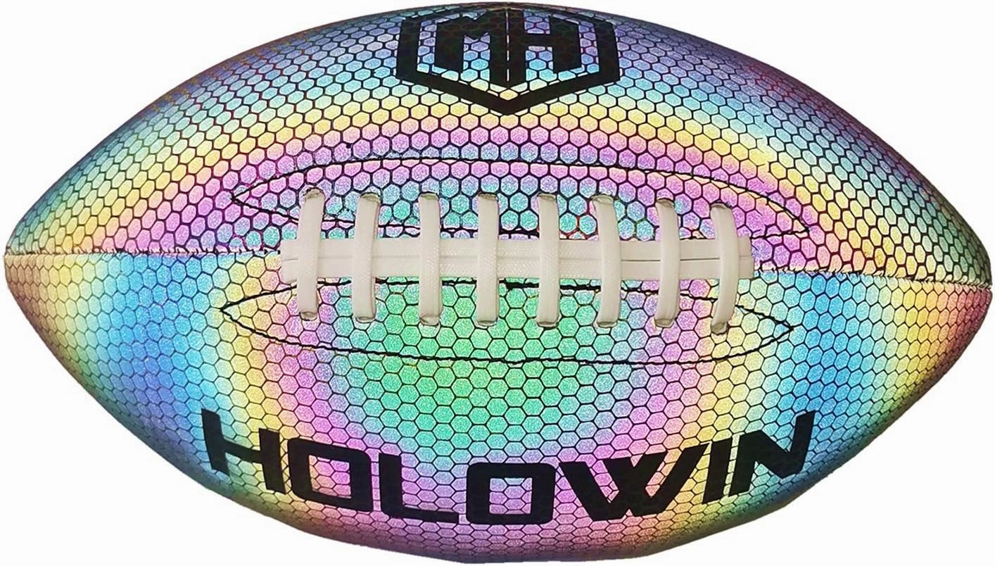 Holographic Luminous Light Up Reflective Football for Night Games & Training, Glowing in The Dark, Great American Football Toy Gifts for Boys, Kids, Men