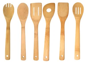 Home Basics 6-Piece Bamboo Kitchen Cooking Utensil Set, 2.5x12x.25 Inches