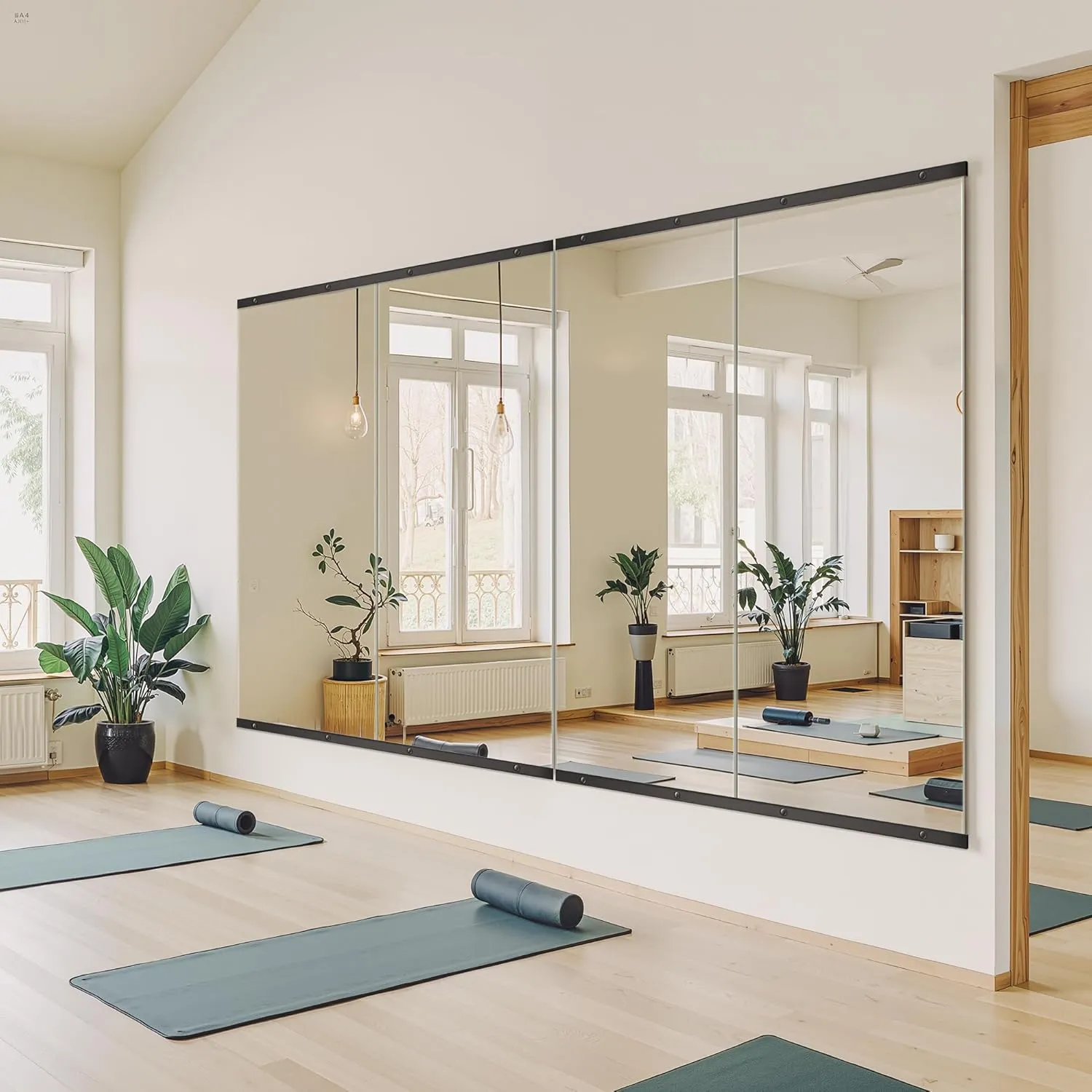 Home Gym Mirror for Wall, Mirror Full Length,56x28x2PCS,Glass Frameless Body Large Mirror for Home Gym, Workout,Bedroom, Garage(Black)