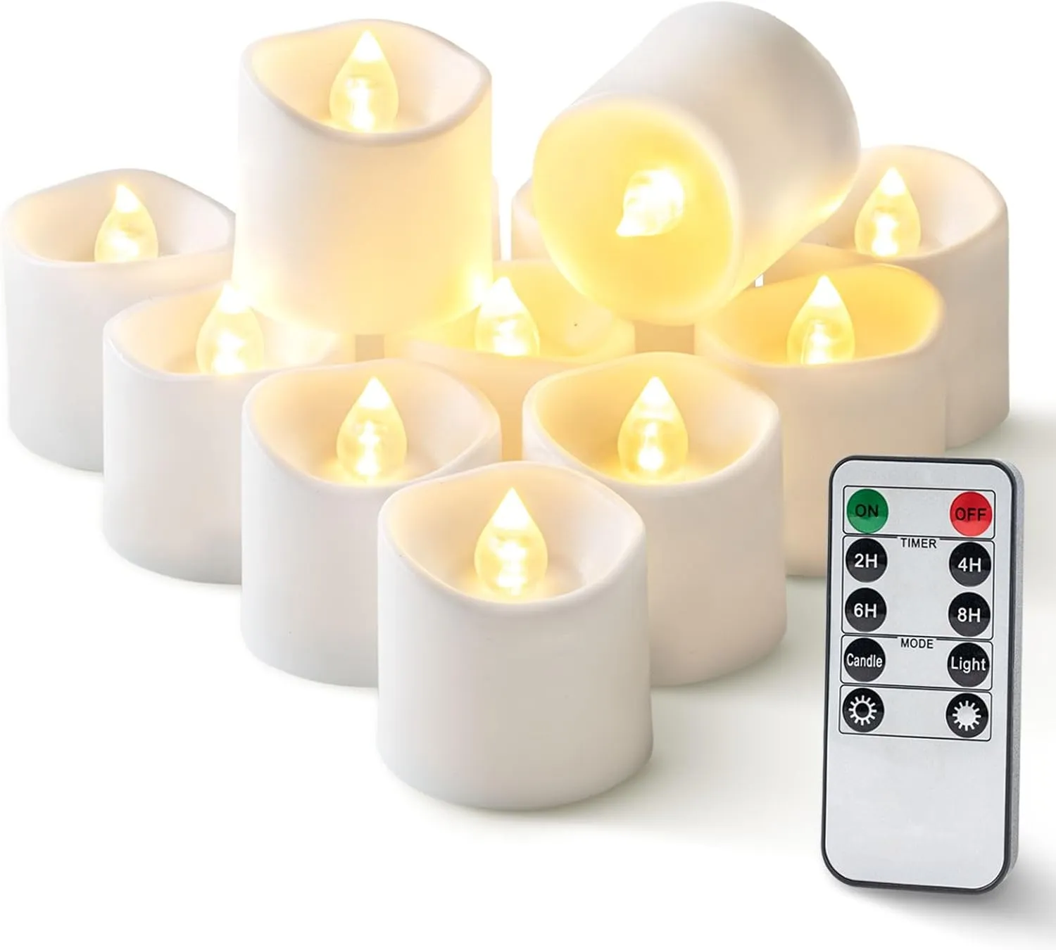 Homemory 24Pack 400 Hour Remote Control Flameless Candles, 2/4/6/8H Timer Led Votive Candles, Battery Operated Tea Lights for Wedding Table Centerpiece, Holidays, Halloween Pumpkins, Christmas Decor
