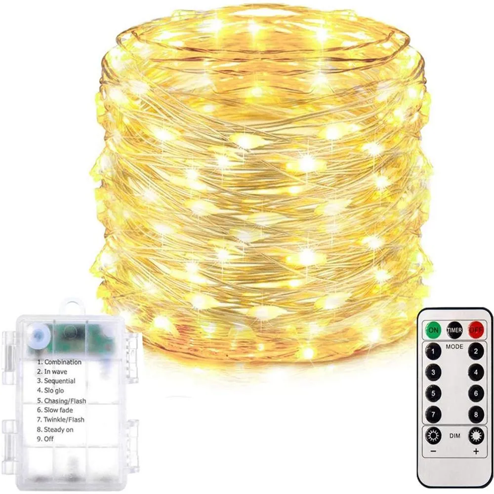 Homemory Waterproof 200 LED 66FT Fairy Lights with Remote And Timer,  8 Modes Copper Wire Long String Lights,  Warm White(1 pack)