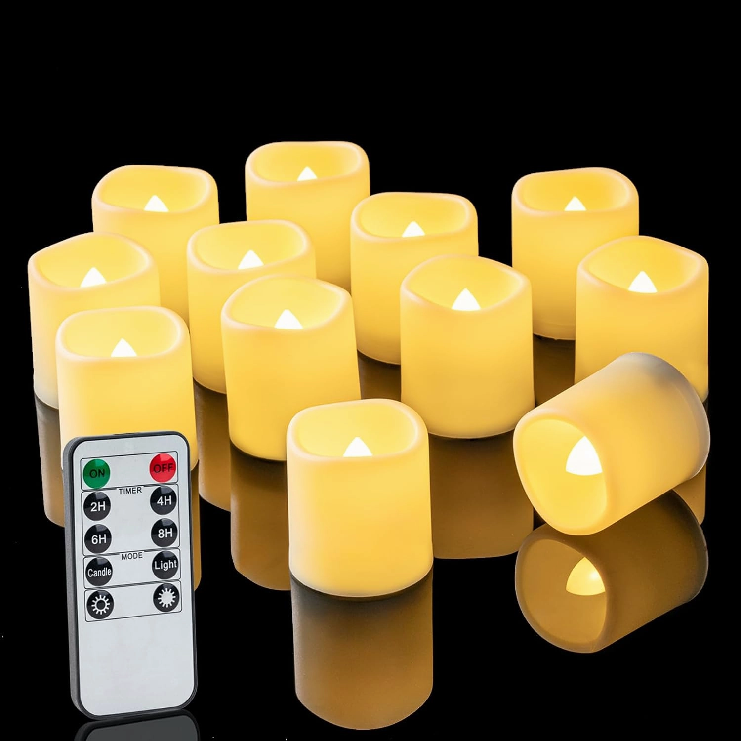 Homemory 400  Hour Remote Control Candles, 2/4/6/8H Timer LED Votive Candles, 24Pack Battery Operated Tea Lights in Warm White for Outdoor, Table, Halloween, Christmas (Batteries Included