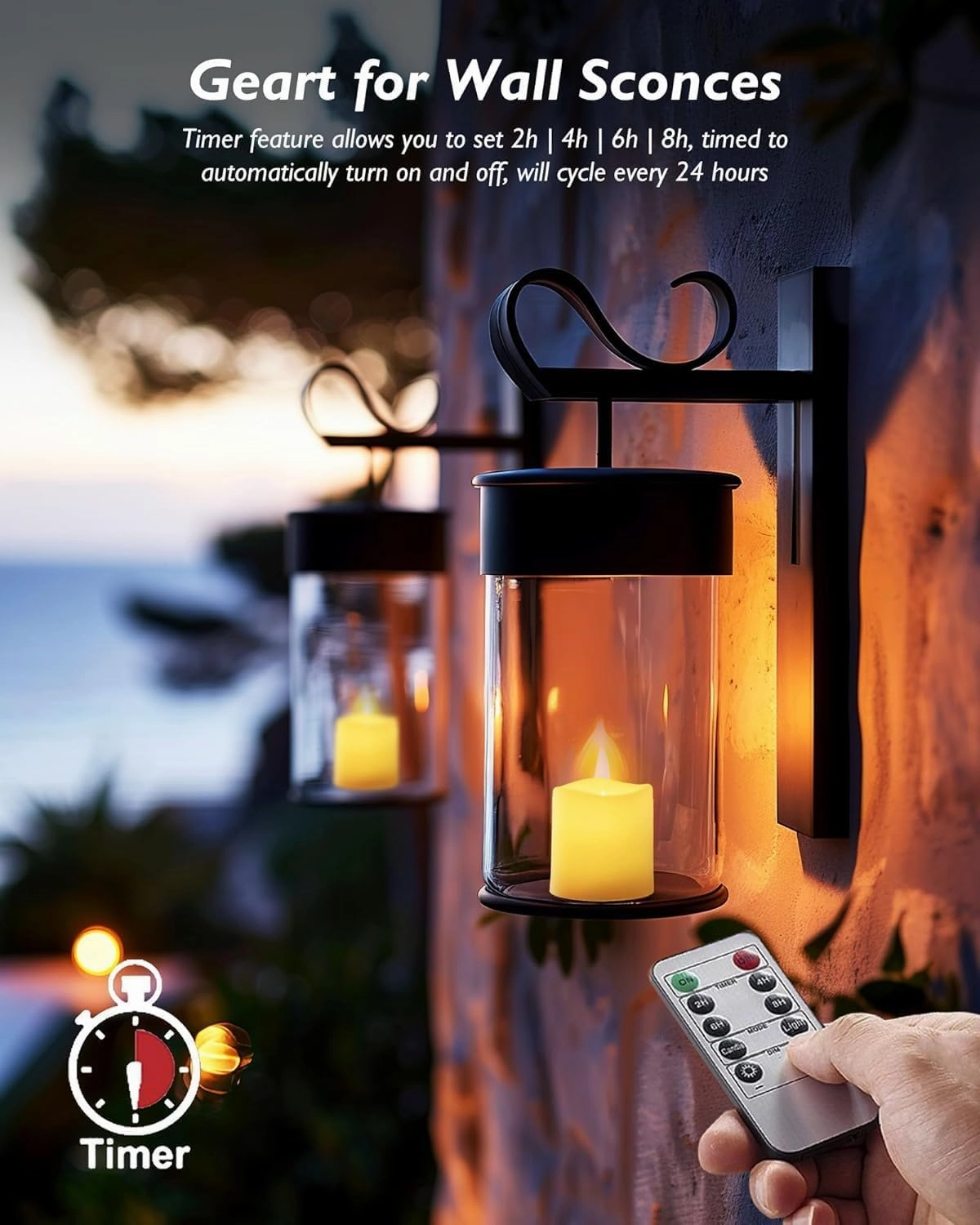 Homemory 400  Hour Remote Control Candles, 2/4/6/8H Timer LED Votive Candles, 24Pack Battery Operated Tea Lights in Warm White for Outdoor, Table, Halloween, Christmas (Batteries Included
