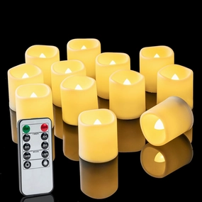 Homemory 400  Hour Remote Control Candles, 2/4/6/8H Timer LED Votive Candles, 24Pack Battery Operated Tea Lights in Warm White for Outdoor, Table, Halloween, Christmas (Batteries Included
