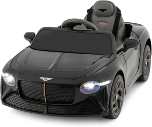 HONEY JOY Ride On Car, 12V Licensed Bentley Electric Vehicle for Kids, Spring Suspension, LED Lights, Horn, High/Low Speed, Battery Powered Ride On Toy Car w/Remote Control (Black)