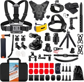 HONGDAK 70in1 Upgrade Action Camera Accessories Kit Compatible with GoPro Hero 13 12 11 10 9 8 7 6 5 4 3 3  Max 11 mini Insta360 X5 X4 X3 X2 GO3 DJI Osmo Action 4 3 AKASO Sony Sports DV