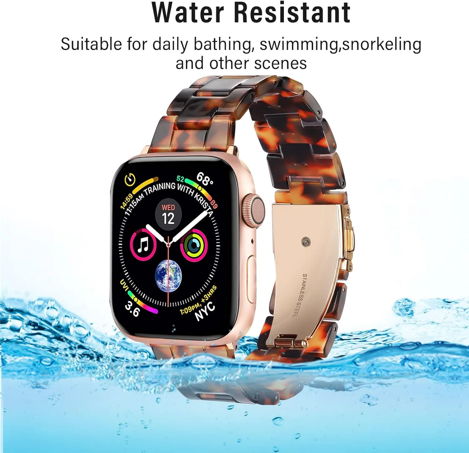 HOPO Compatible With Apple Watch Band 49mm 46mm 45mm 44mm 42mm 41mm 40mm 38mm Thin Light Resin Strap Bracelet With Stainless Steel Buckle Replacement For iWatch Series SE Series 10 9 8 7 Ultra 6 5 4 3 2 1 for Women Men