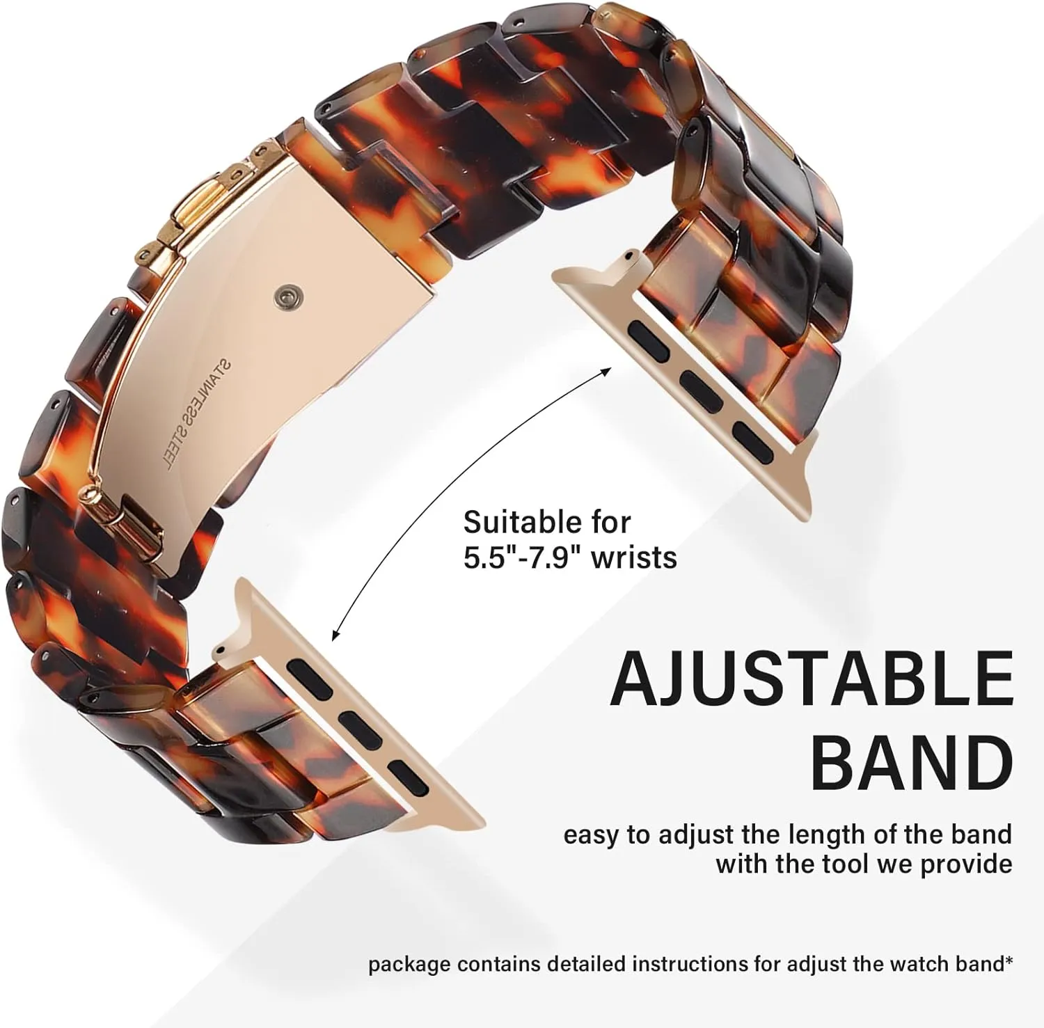 HOPO Compatible With Apple Watch Band 49mm 46mm 45mm 44mm 42mm 41mm 40mm 38mm Thin Light Resin Strap Bracelet With Stainless Steel Buckle Replacement For iWatch Series SE Series 10 9 8 7 Ultra 6 5 4 3 2 1 for Women Men
