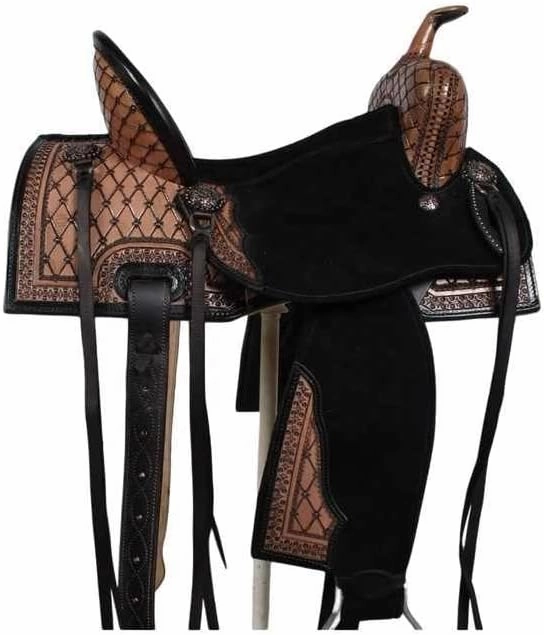 Horse Saddle Barrel Racing Western Wooden Tree Handmade Premium Leather Comfort Horse Trail Equestrian Tooled Carved Horse Riding Saddle Size: 10"-18 inches Seat Available, FS01