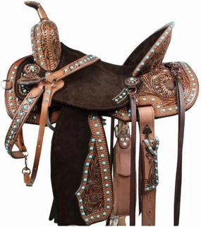 Horse Saddle Barrel Racing Western Wooden Tree Handmade Premium Leather Comfort Horse Trail Equestrian Tooled Carved Horse Riding Saddle Size: 10"-18 inches Seat Available, FS09