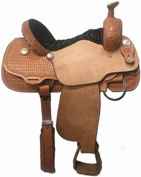 Horse Saddle Western Barrel Racing Racer Leather Handmade Premium Comfort Riding Trail Equestrian Tooled Carved Best Horse Riding Saddle for Horse Size: 10-18 inches Seat Available, BRD312