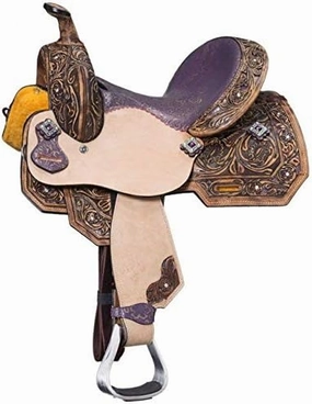 Horse Saddle Western Barrel Racing Racer Leather Handmade Premium Comfort Riding Trail Equestrian Tooled Carved Best Horse Riding Saddle for Horse Size: 10-18 inches Seat Available, BRD326
