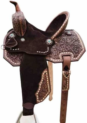 Horse Saddles Barrel Racing Western Wooden Tree Handmade Premium Leather Comfort Horses Trail Equestrian Tooled Carved Horse Saddle Riding Size: 10-18 inches Seat, KA06