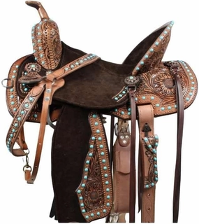 Horse Saddles Barrel Racing Western Wooden Tree Handmade Premium Leather Comfort Horses Trail Equestrian Tooled Carved Horse Saddle Riding Size: 10-18 inches Seat, KA09