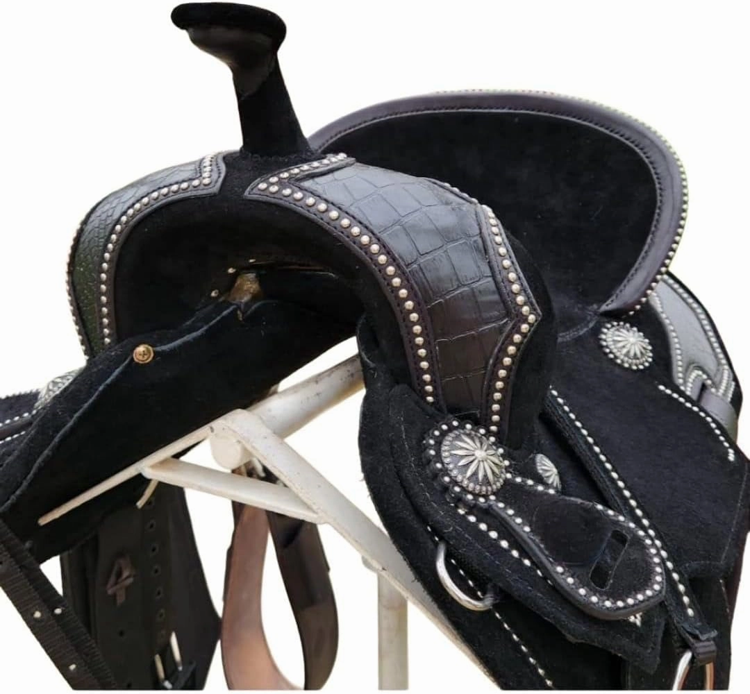 Horse Saddles Barrel Racing Western Wooden Tree Handmade Premium Leather Comfort Horses Trail Equestrian Tooled Carved Horse Saddle Riding Size: 10-18 inches Seat, KA13