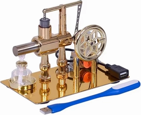 Hot Air Stirling Engine Motor Model,Stirling Engine Kit, Single-Cylinder Metal Stirling Engine External Combustion Engine Motor,DIY Hot Air Engine Gift of Air for Adults Desktop Educational Toy (A)
