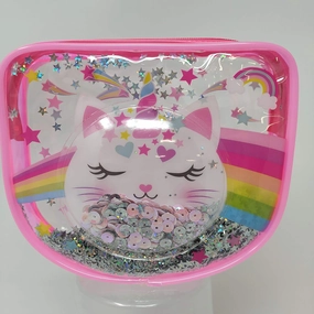 Hot Focus Pretty Lips Beauty Kit, Caticorn. 1 Clear Confetti Cosmetic Bag, 1 Eyeshadow Palette, 1 Lip Balm, 1 Lip Gloss. Complete Makeup Kit for Kids/Girls/Teens. Perfect for Any Occasion.