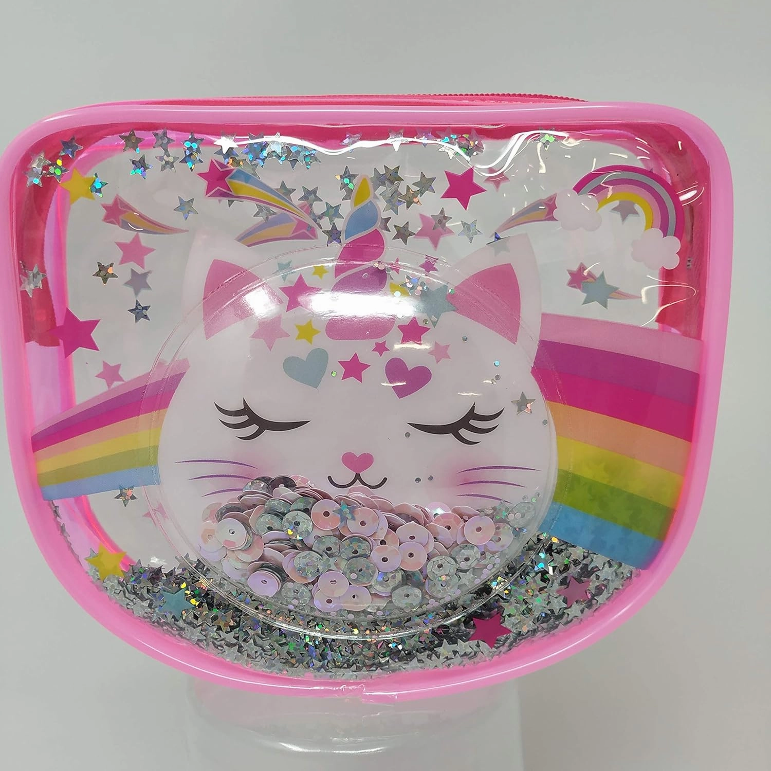 Hot Focus Pretty Lips Beauty Kit, Caticorn. 1 Clear Confetti Cosmetic Bag, 1 Eyeshadow Palette, 1 Lip Balm, 1 Lip Gloss. Complete Makeup Kit for Kids/Girls/Teens. Perfect for Any Occasion.