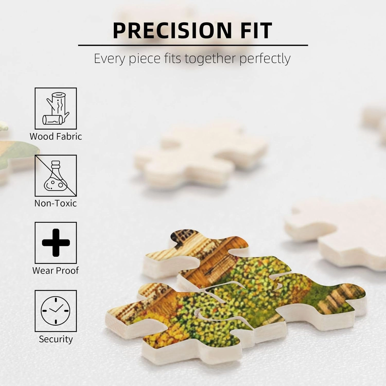 Houses and Trains 1000 pcs Adult Wooden Jigsaw Puzzle,Fields,Classic Countryside Charm,Unique Adults Artworks,Exercise Brain Power,Ideal for Hands-on abilit，Gifts for Family