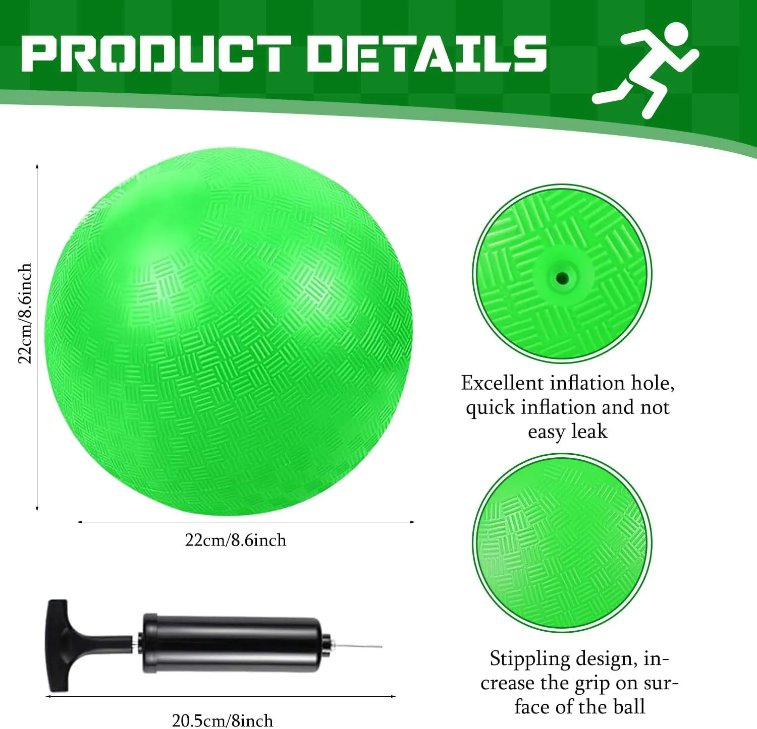 Huaerle 19 Pcs Sports Kickball Set Includes 2 Playground Ball with Air Pump 5 Rubber Throw Down Bases 10 Foul Line Cones and a Flip Scoreboard for Boys Girls Adults Playground School Backyard