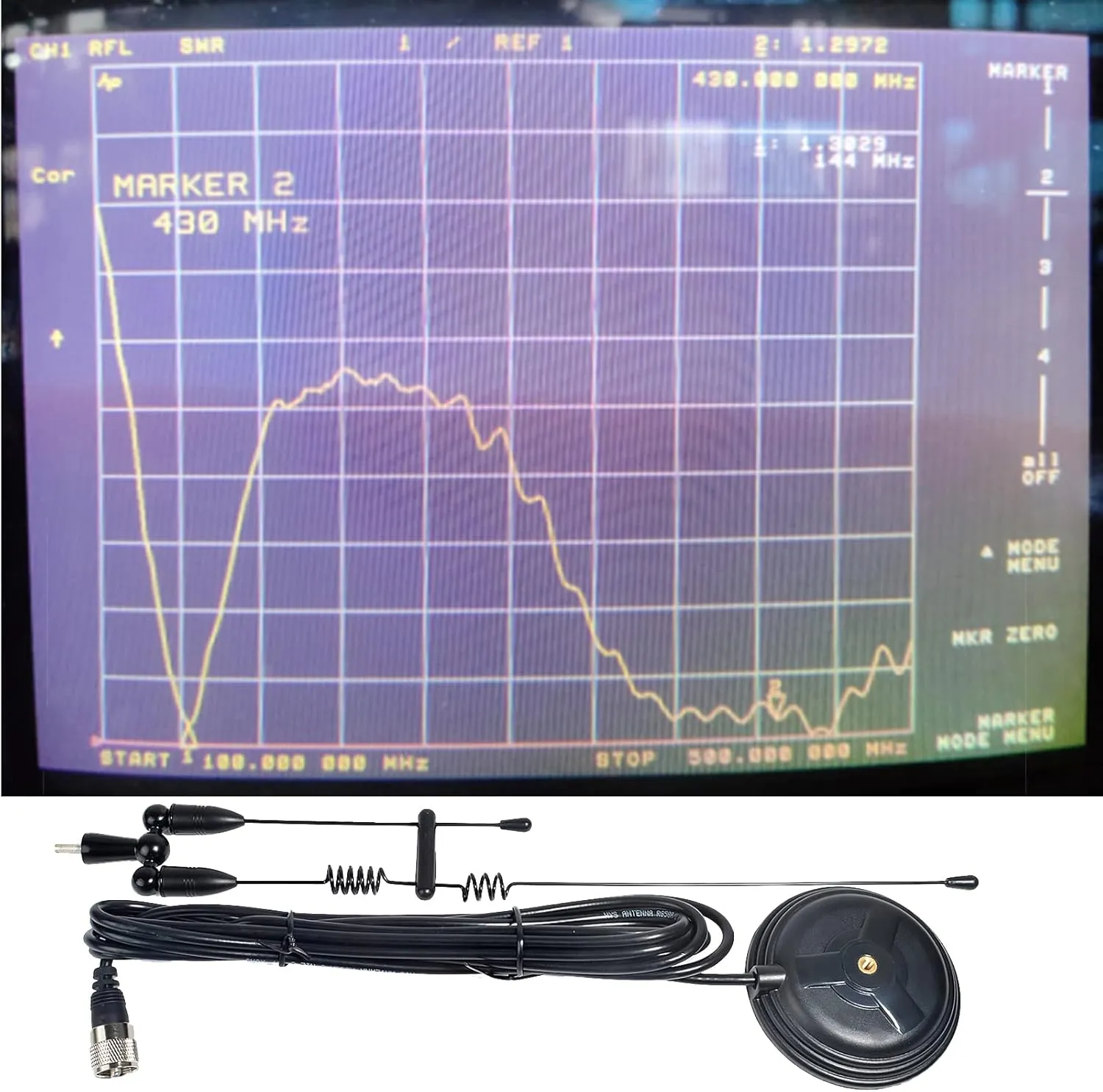 HYS Amateur Dual-Band VHF & UHF Magnet Base Antenna for 2m/70cm Motorola Mobile Ham Radios & Repeaters with 3.5inchs Magnetic Mount, W/13ft RG58 Cable PL-259 UHF Male Mag Mount (Black)