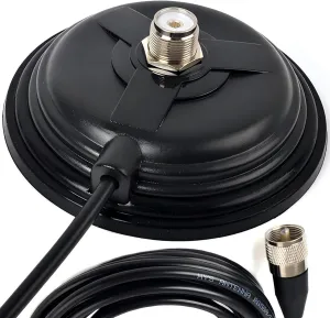 HYS TC-110M CB/VHF/UHF/HF Ham Radio Antenna Magnet Mount SO-239 Connection Style W/5M(16.4ft) RG58 Coaxial Cable PL-259 Plug