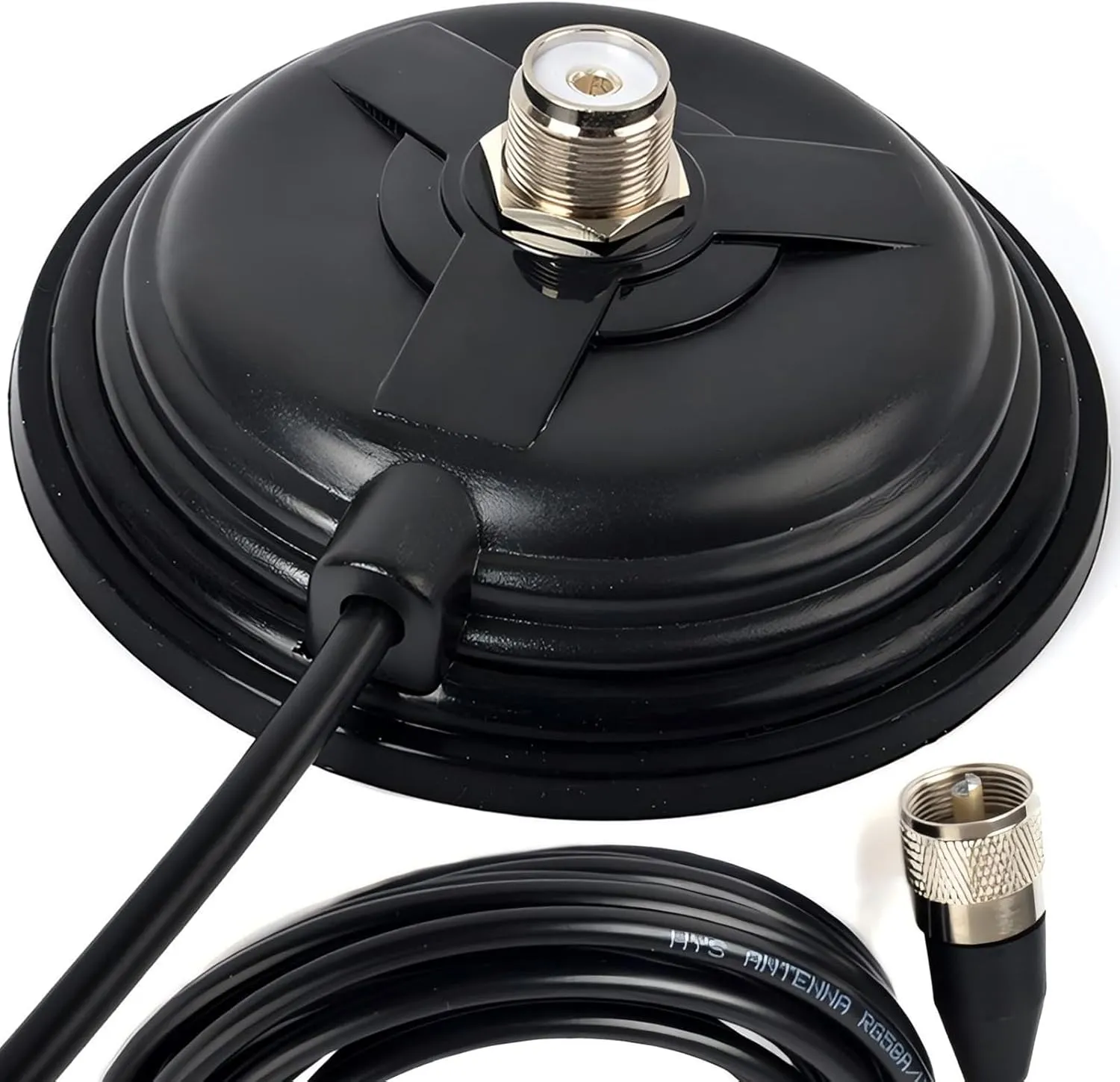 HYS TC-110M CB/VHF/UHF/HF Ham Radio Antenna Magnet Mount SO-239 Connection Style W/5M(16.4ft) RG58 Coaxial Cable PL-259 Plug
