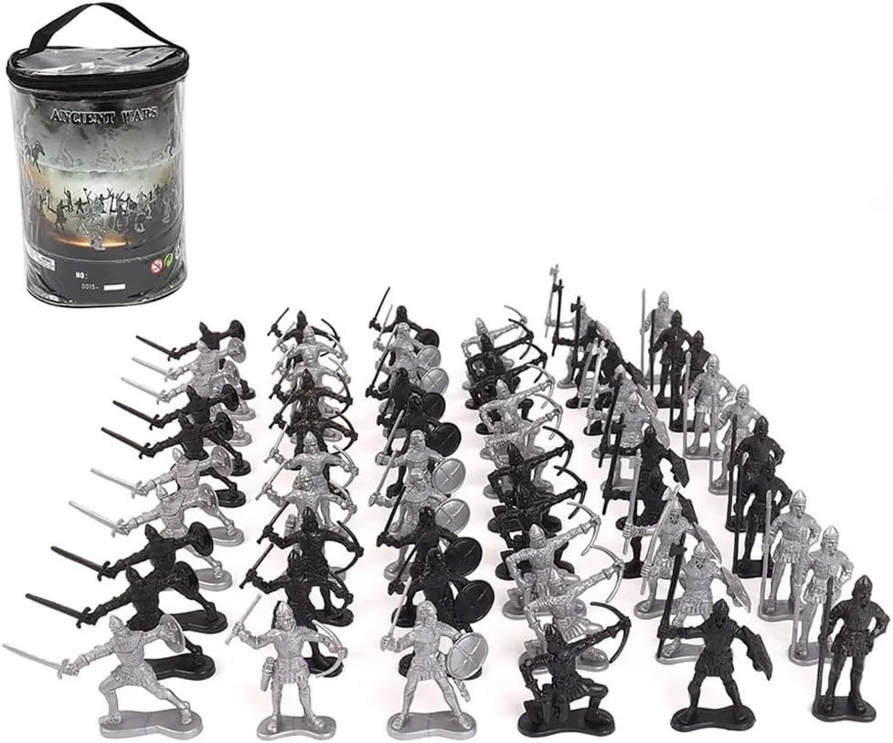 ikasus Army Men Toys for Boys,60 PCS Ancient Soldier Figures Toy Middle Ages Army Infantry Archer Sword and Shield Swordsman Archaic Soldiers Medieval Knights Figures Toy for Role-Playing