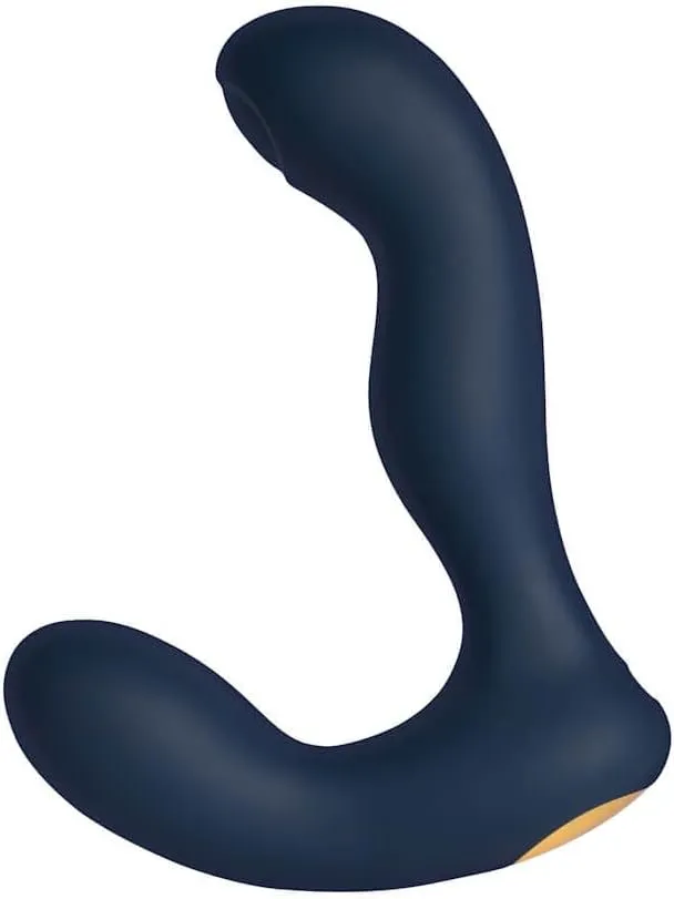 Iker Neo Rechargeable Silicone App Compatible Prostate Vibrator - Navy Blue/Gold