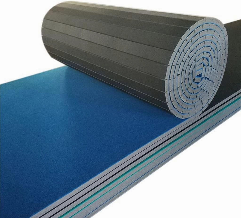 Indoor Gymnastics Tracks Exercise Mat Roll Out Cheerleading Fitness Mats With A Grippy Gym Carpet Top Sturdy Foam Wrestling Mats For MMA, Gymnastics