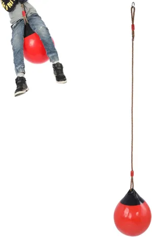 Inflatable Ball Swing for Kids | 29cm/11.4in Buoy Ball Swing Seat with Hanging Rope and Chain – Small Red Kids Swings for Backyard & Garden, Durable & Strong Playthings