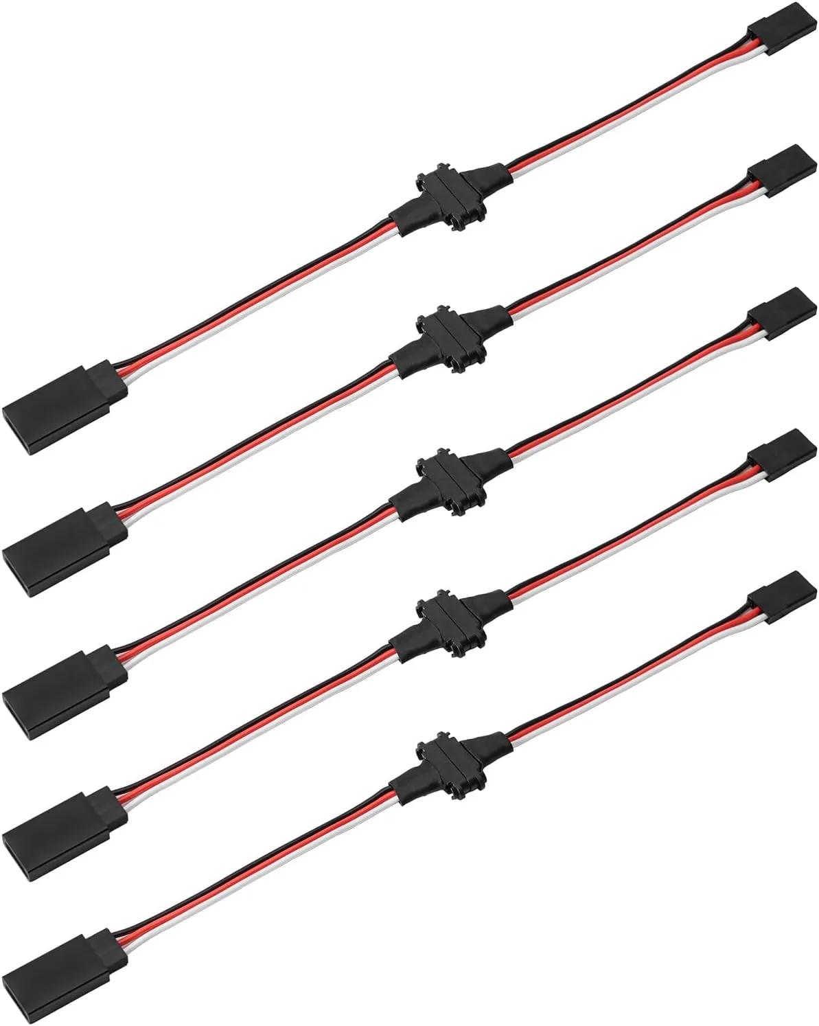 INJORA Magnetic Snap-on JR Extension Cable for RC Models, 5PCS (20cm)