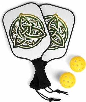 Irish Pickleball Paddles Featuring Irish Celtic Trinity Knot Pickleball Paddles Set of 2 for Women & Men incl. 2 Pickle Balls & Carry Case Irish Map on Both Sides of Pickleball Paddle