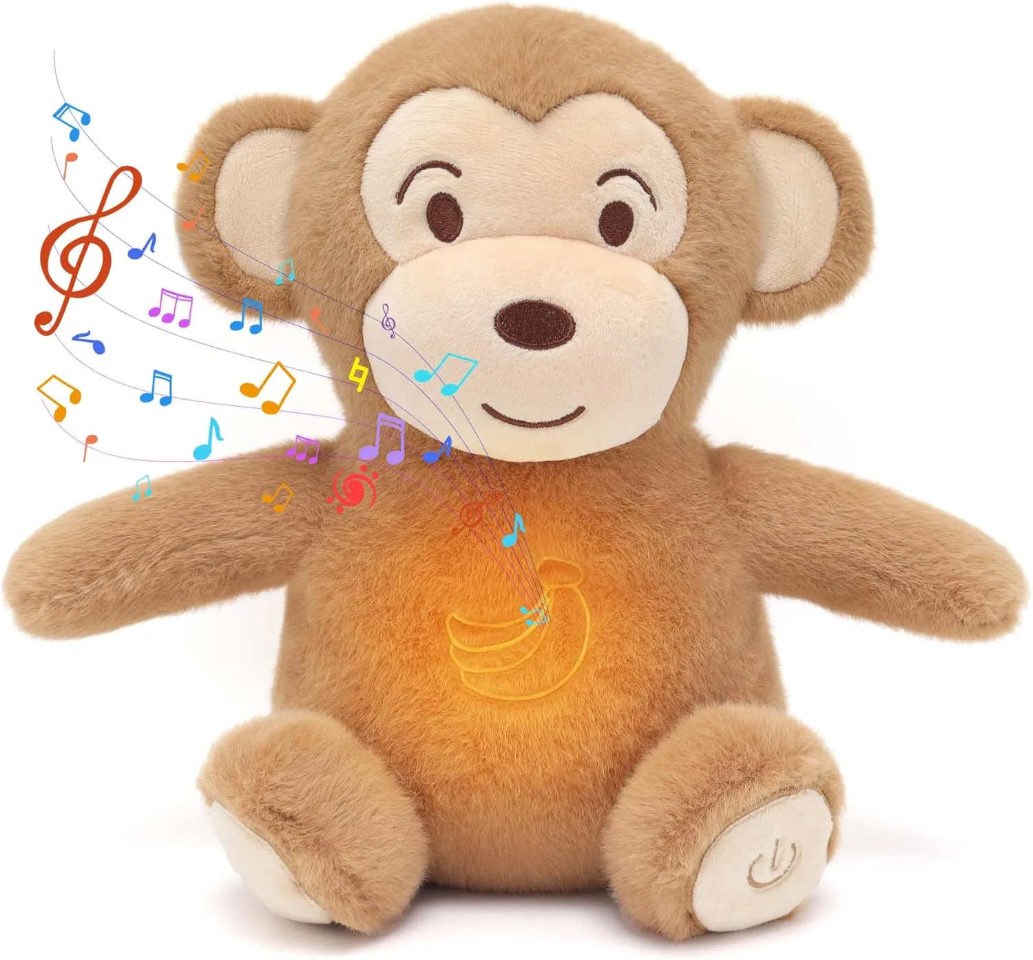 IUTOYYE Breathing Monkey Stuffed Animal Plush Toy Soothing Plushy with Realistic Breathing Motion, Calming Music, Gentle Lights (Monkey)