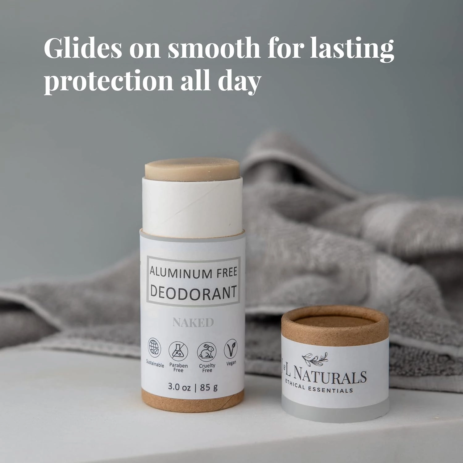 J&L Naturals Aluminum Free Deodorant for Men & Women | 100% Natural Ingredients With Coconut Oil, Shea Butter, & Essential Oils | Sustainable, Eco-Friendly (Naked (Unscented), 3.0 Oz (Pack of 2))