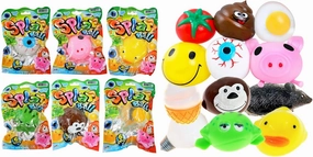 JA-RU Splat Ball Sticky Stress Ball (6 Units Assorted) Animal, Eggs, Squishy Pig Toys for Kids. Slow Rise Squishies. Novelty Toys & Amusements & Teacher Treasure Box Prizes. 5303-6p