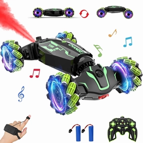 JAMIEWIN Remote Control Car Kids Toys, 4WD RC Drift Car Toy Cars,Gesture Sensing RC Stunt Car with Music Lights Sprayer,Double-Sided 360°Rotation Transform RC Car for Boys Ages 6-12