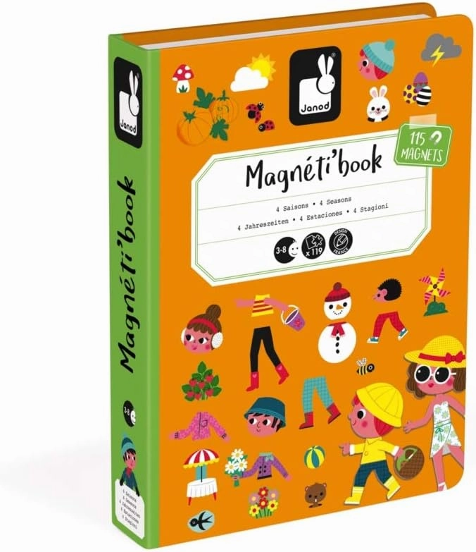 Janod MagnetiBook 120 pc Magnetic 4 Seasons Game - Travel/Storage Case Included - Ages 3  - J02721