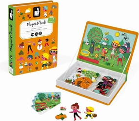 Janod MagnetiBook 120 pc Magnetic 4 Seasons Game - Travel/Storage Case Included - Ages 3  - J02721