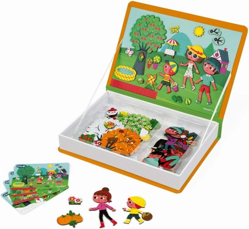 Janod MagnetiBook 120 pc Magnetic 4 Seasons Game - Travel/Storage Case Included - Ages 3  - J02721