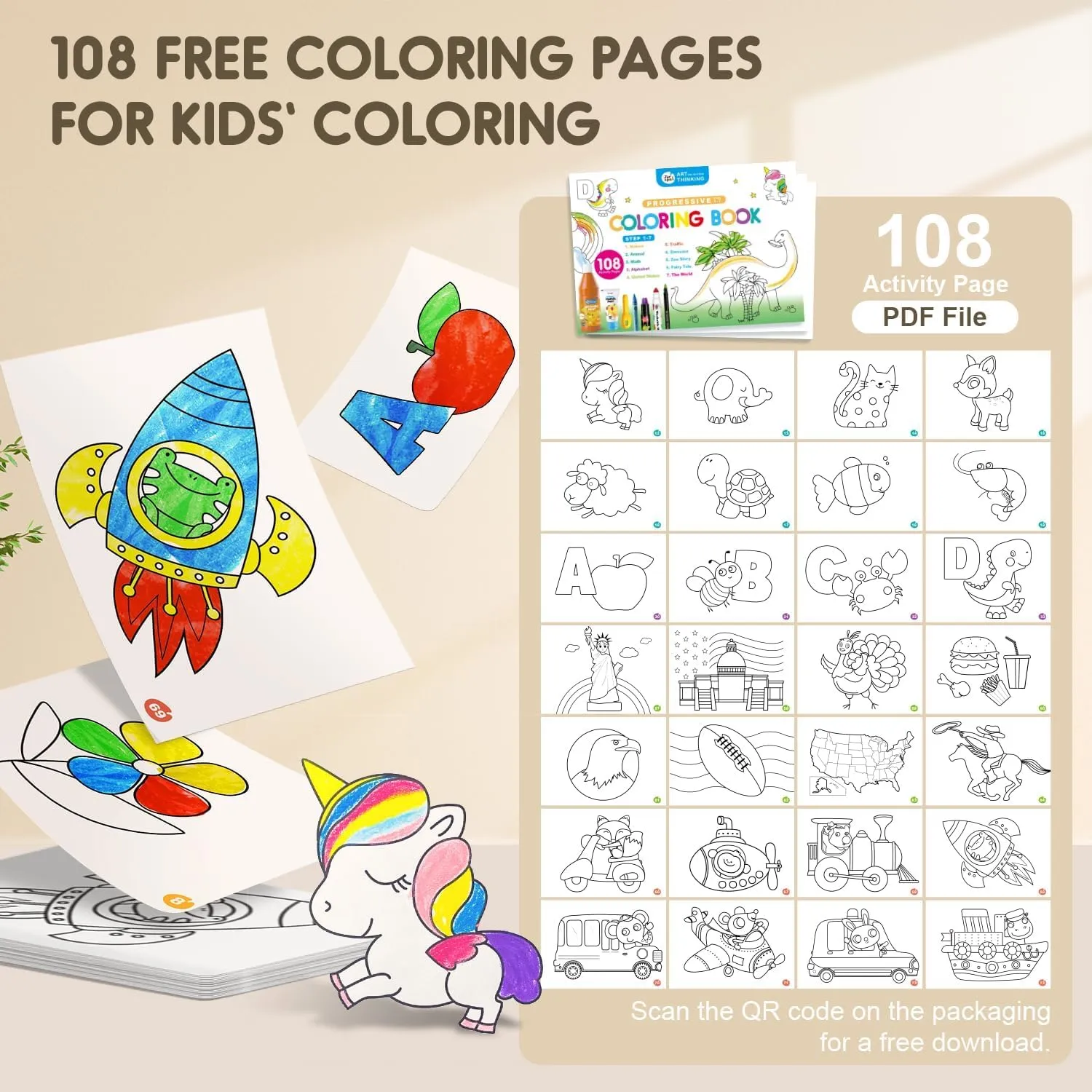 Jar Melo Jumbo Crayons for Toddlers, 12 Colors Washable Crayons with 108 Free PDF Coloring Pages, Unbreakable and Easy to Hold, Safe Art Supplies for Kids Ages 1-3, 2-4, 4-8
