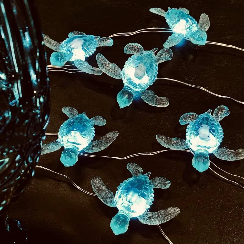 JASHIKA Beach Theme -Cute Green Sea Turtle String Lights- Ocean Fairy Decorative Lights- 10ft 30 LEDs -USB Powered -Multi-Function- Remote Control-Christmas -House Party- Bathroom -Baby Shower Decor