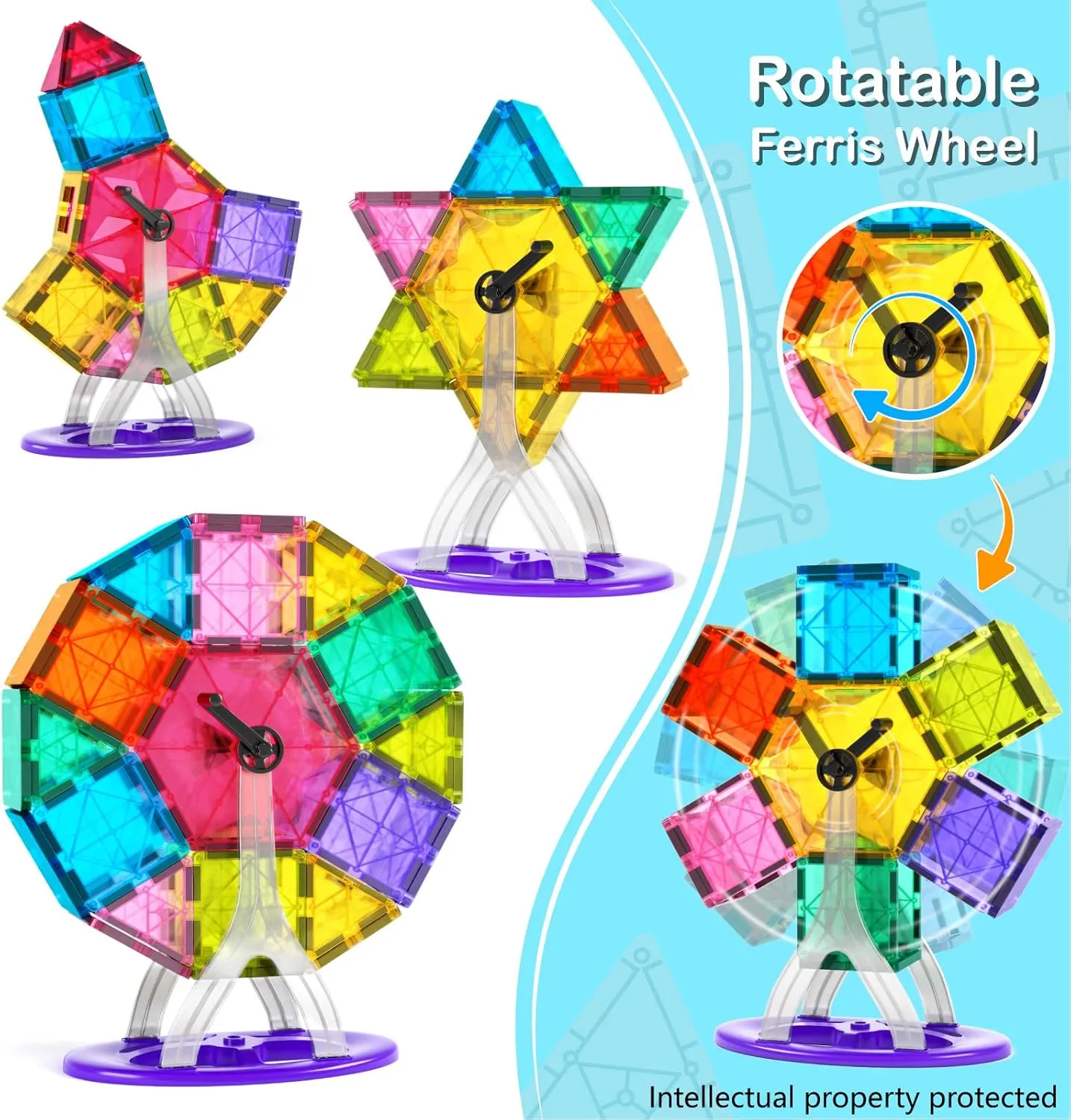 Jasonwell 100pcs Magnetic Tiles Building Blocks Set for Boys Girls Preschool Educational Magnet Construction Kit Stacking STEM Toys Christmas Birthday Gift for Kids Toddler 3 4 5 6 7 8 9 10   Year Old